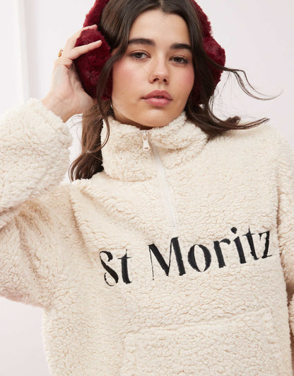 St Moritz Borg Half Zip Top