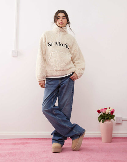 St Moritz Borg Half Zip Top