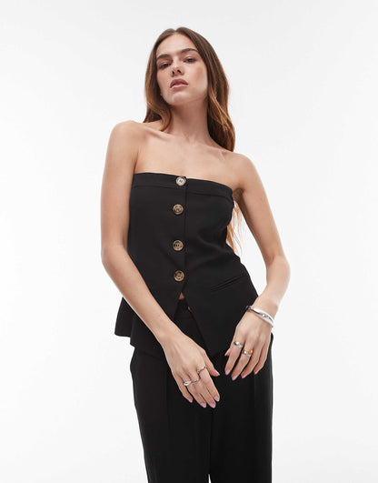 Grainge Linen Button Through Bandeau Co-Ord Top