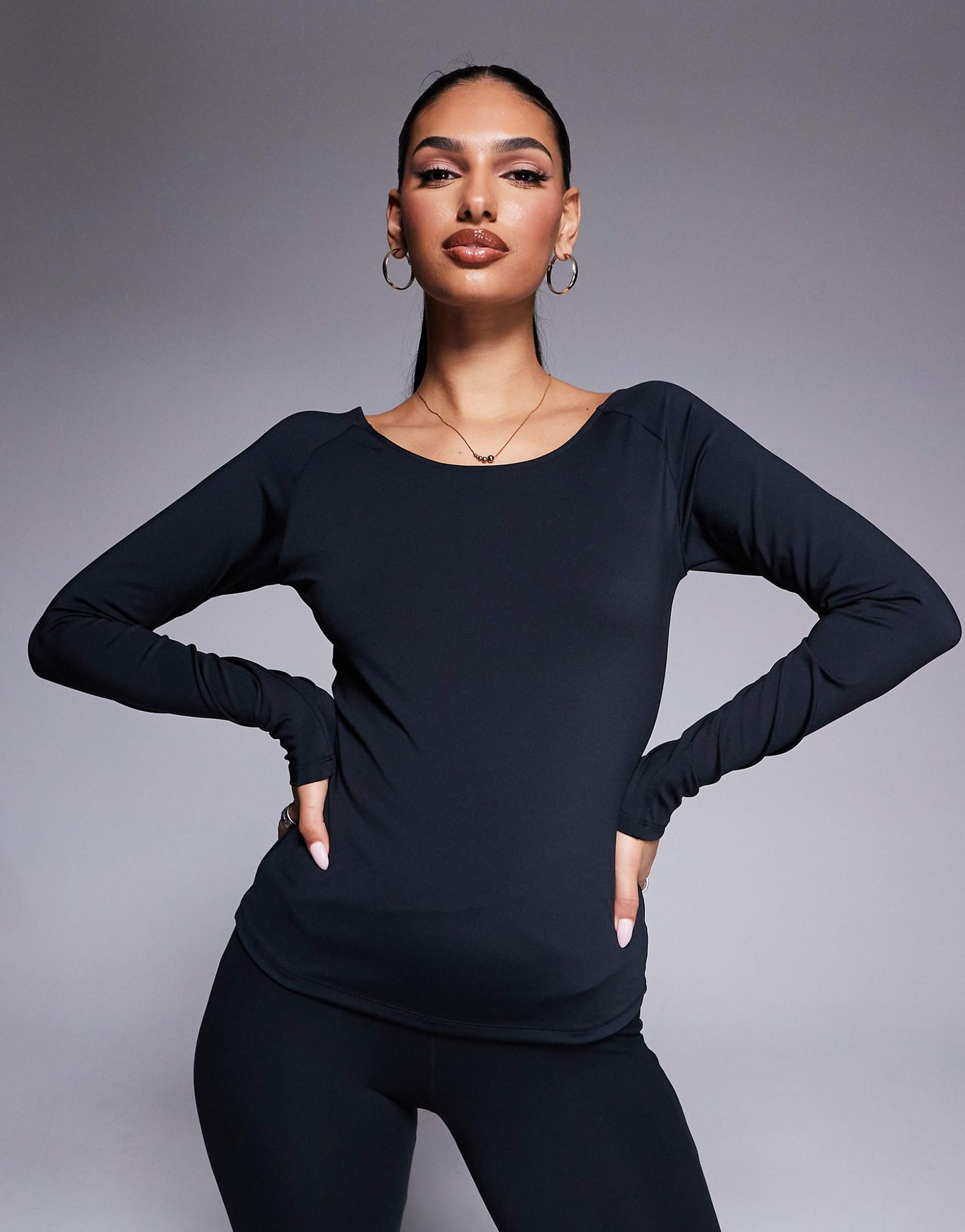 Boat Neck Long Sleeve Active Dance Top