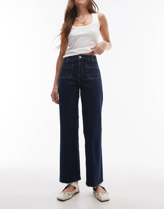 Flared Front Pocket Detail Jeans