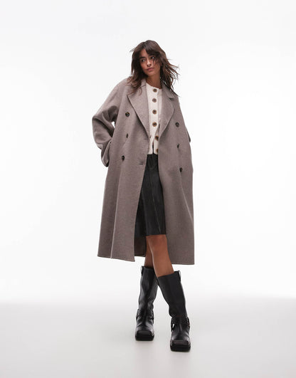 Double Breasted Longline Wool Coat