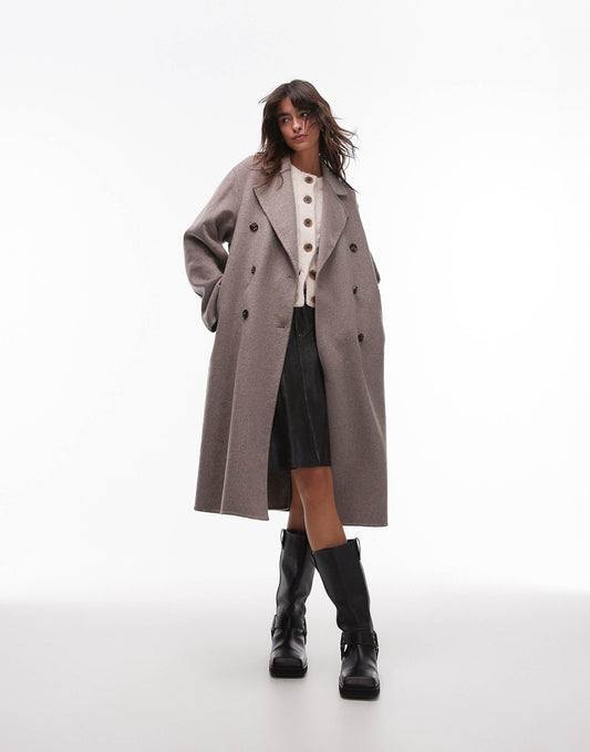 Double Breasted Longline Wool Coat