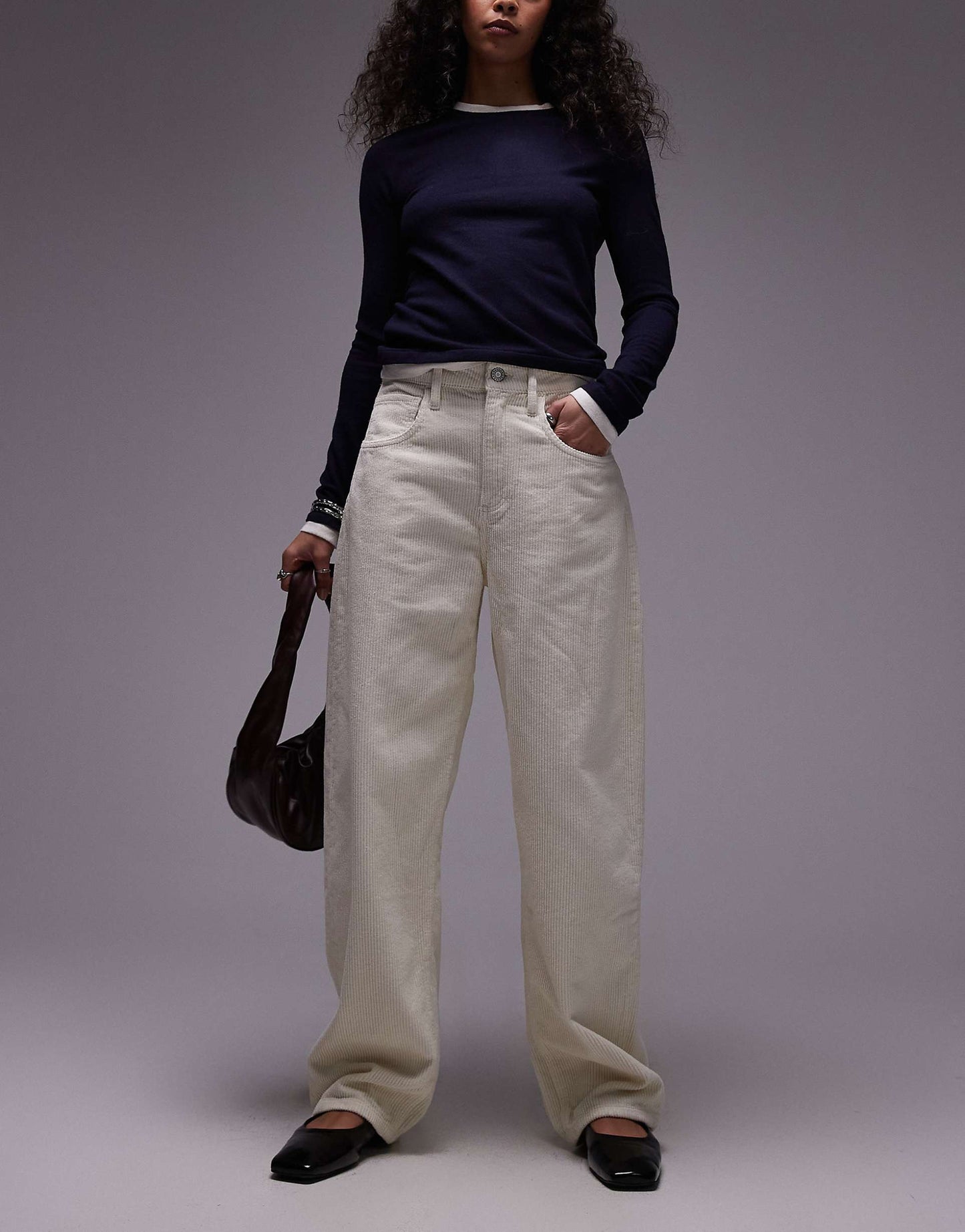 Cord Barrel Leg Jeans