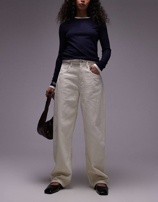 Cord Barrel Leg Jeans