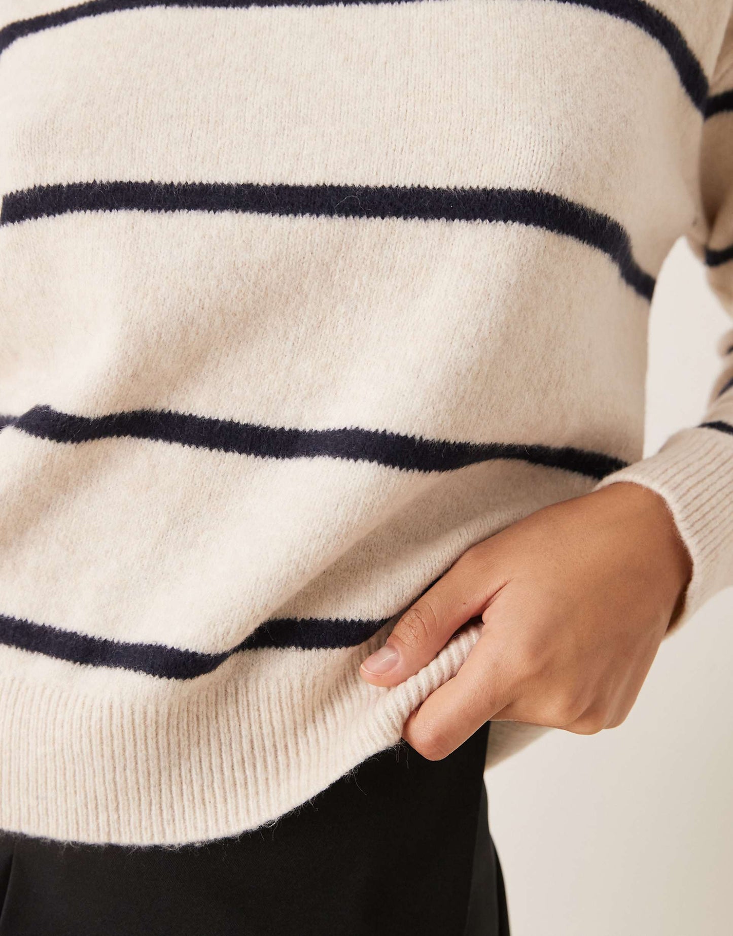 High Neck Stripe Soft Jumper