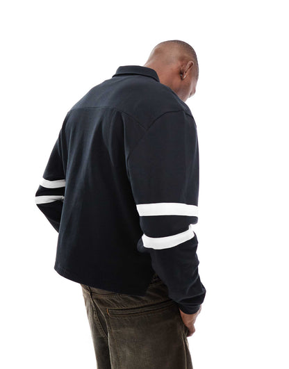 Oversized Boxy Rugby With Stripes