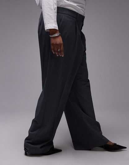Curve Pleat Front Wide Leg Trouser
