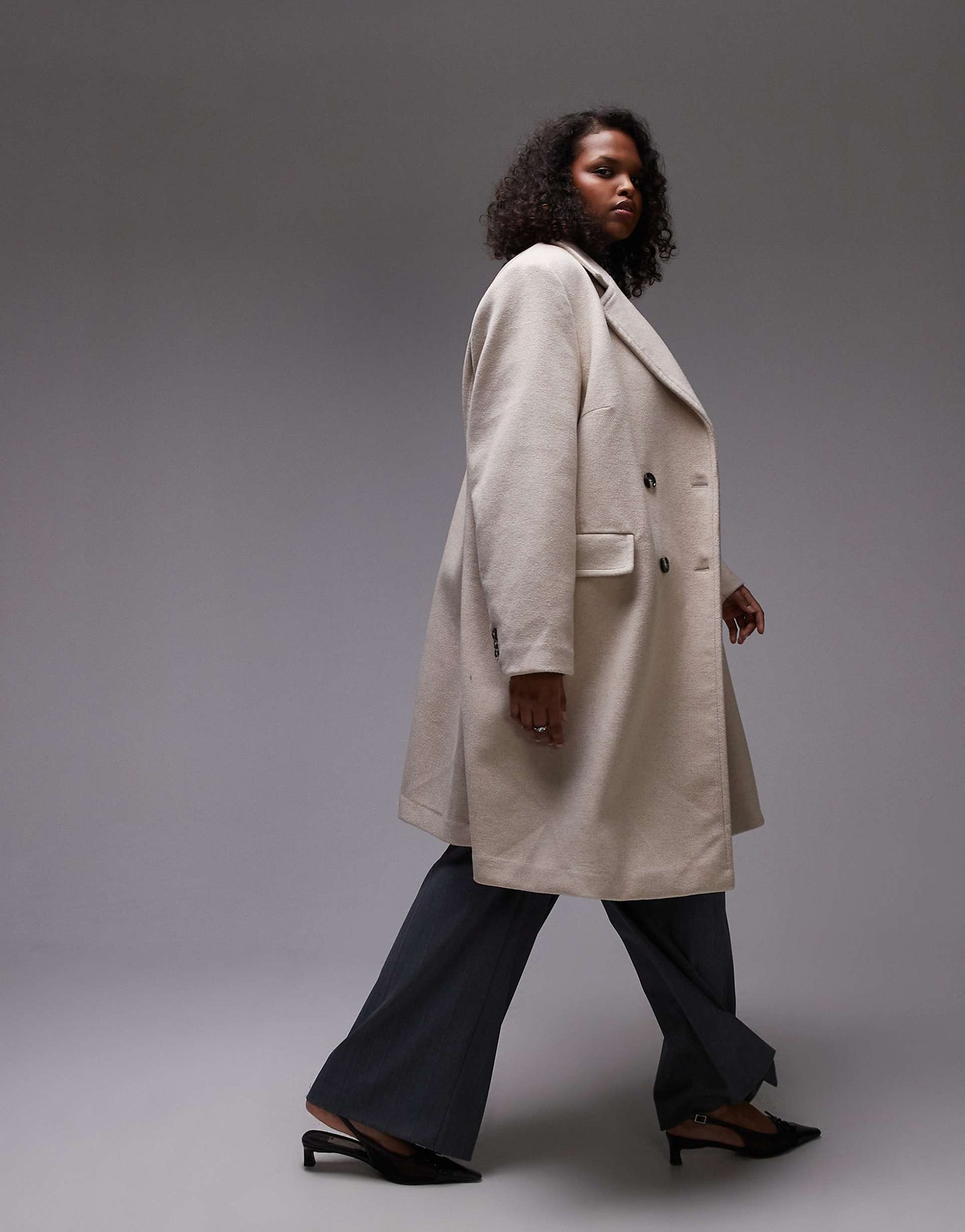 Curve Double Breasted Wool Coat