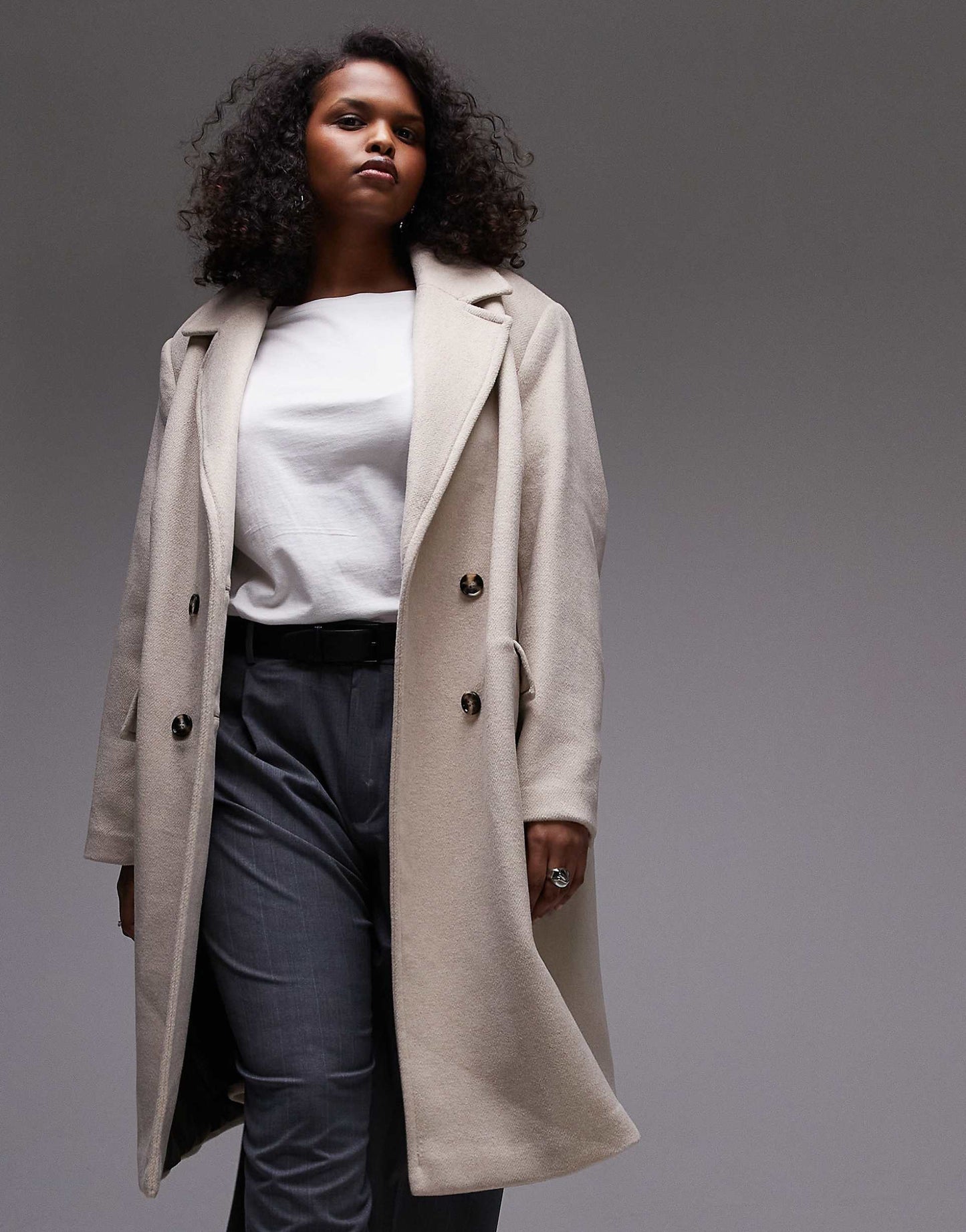 Curve Double Breasted Wool Coat
