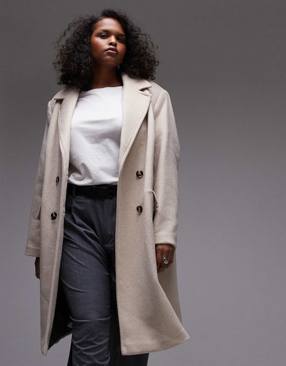 Curve Double Breasted Wool Coat