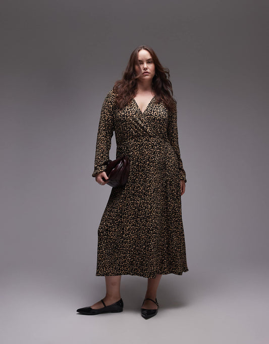Curve Leopard Print Midi Dress