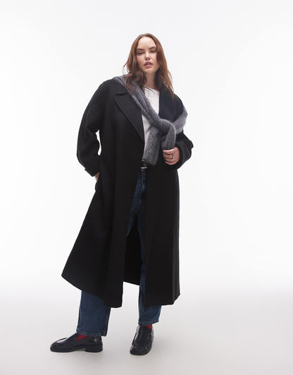 Curve Tie Waist Wool Coat