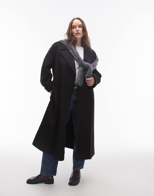 Curve Tie Waist Wool Coat