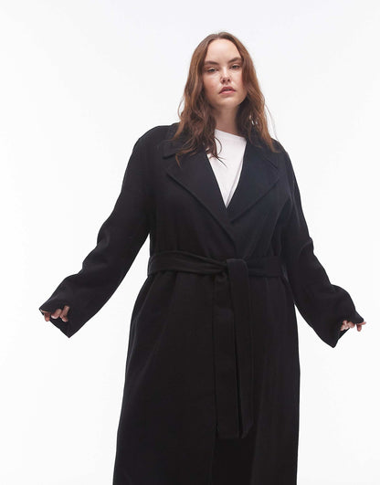 Curve Tie Waist Wool Coat