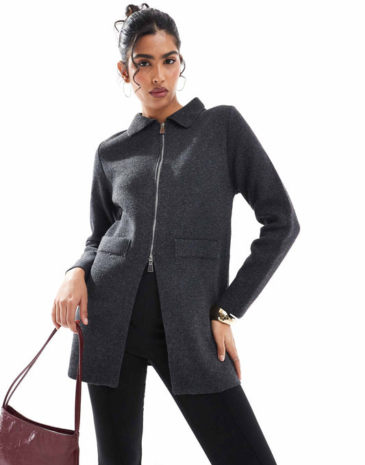 Knitted Zip Through Jacket