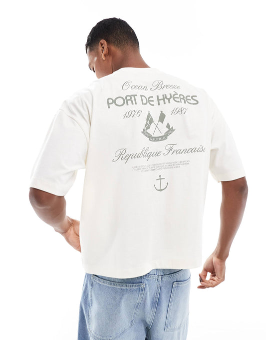 Oversized Boxy T-Shirt With Sailing Graphic