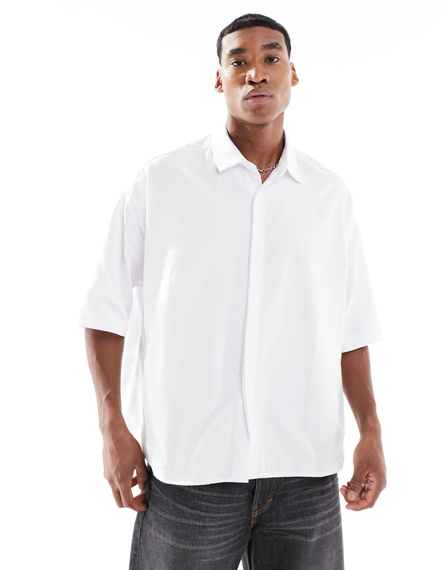 Volume Oversized Boxy Oxford Shirt With Minimal Design