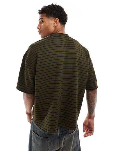 Oversized Boxy T-Shirt With Baseball Collar