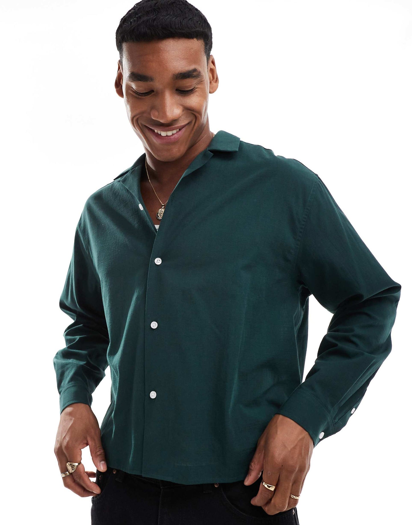 Oversized Boxy Shirt With Revere Collar