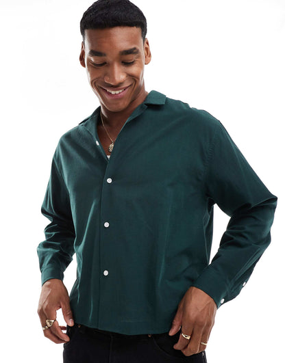 Oversized Boxy Shirt With Revere Collar