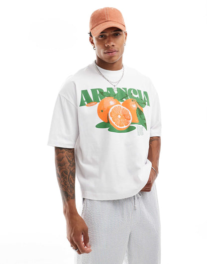 Oversized Boxy T-Shirt With Fruit Graphic