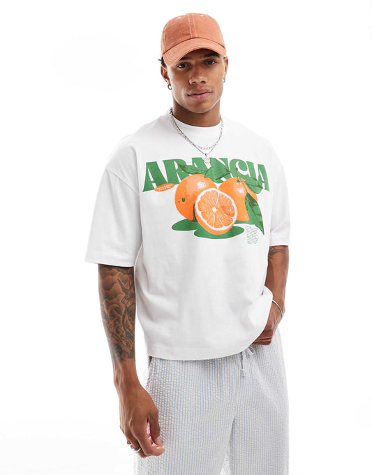 Oversized Boxy T-Shirt With Fruit Graphic