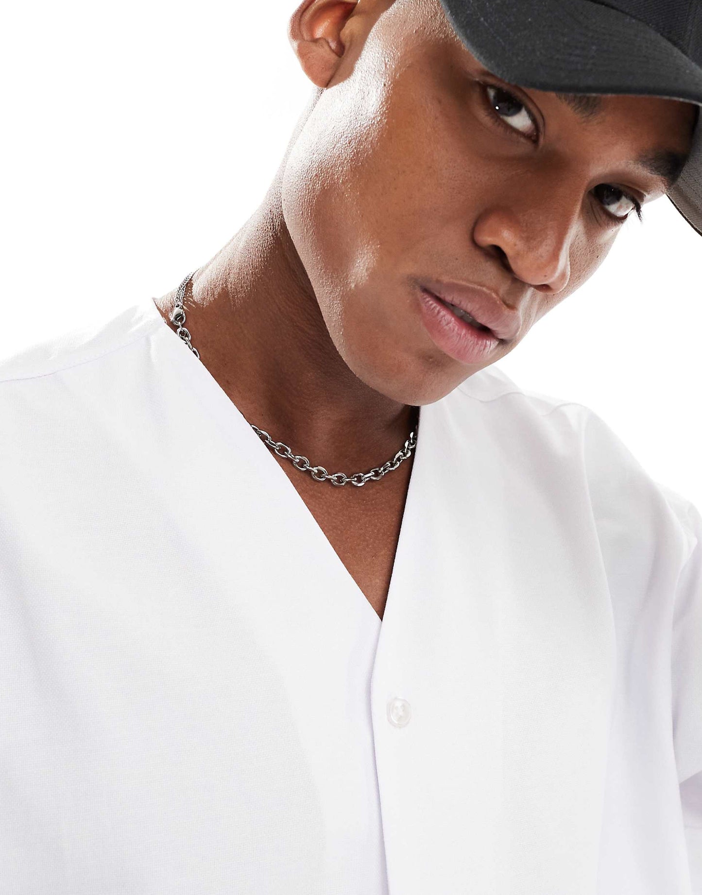 Oversized Boxy Shirt With Baseball Collar