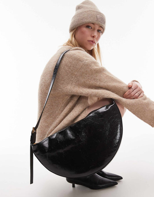 Half Moon Leather Large Crossbody Bag