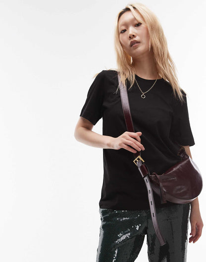 Half Moon Leather Crossbody Bag