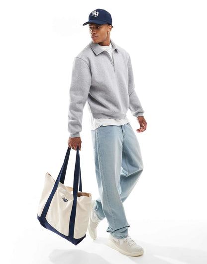 Boxy Quarter Zip Rugby Sweatshirt