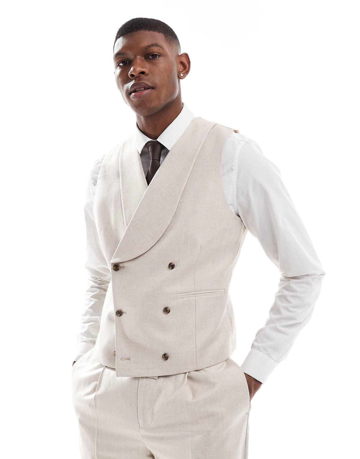 Slim Suit Waistcoat With Linen