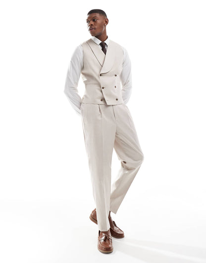 Slim Suit Waistcoat With Linen