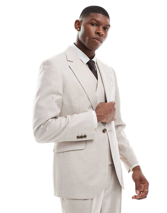 Slim Suit Jacket With Linen