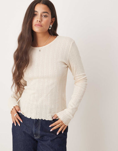 Long Sleeve Lettuce Edge Top