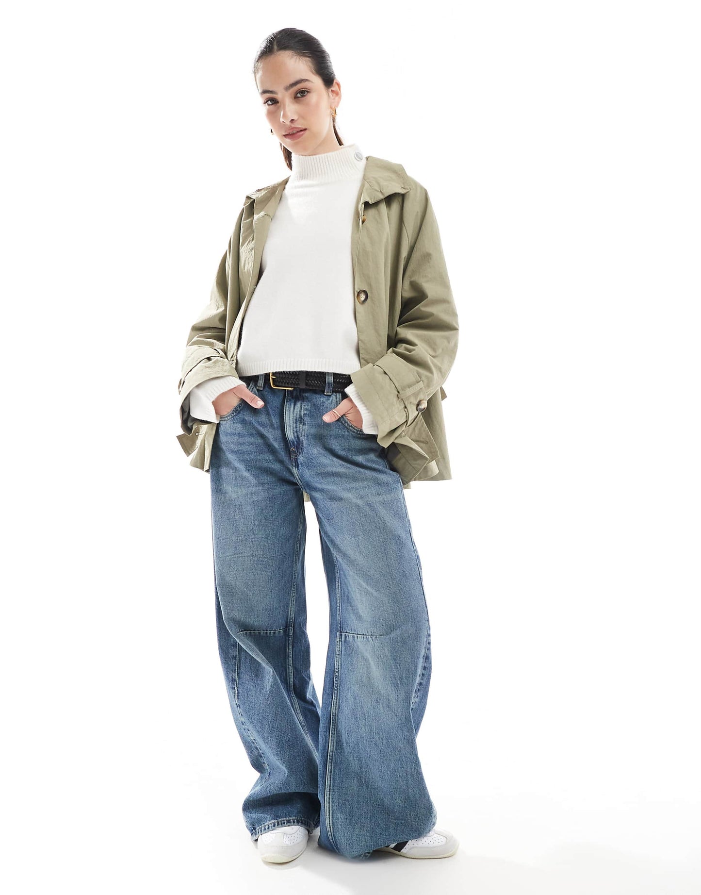 Funnel Neck Cape Back Trench