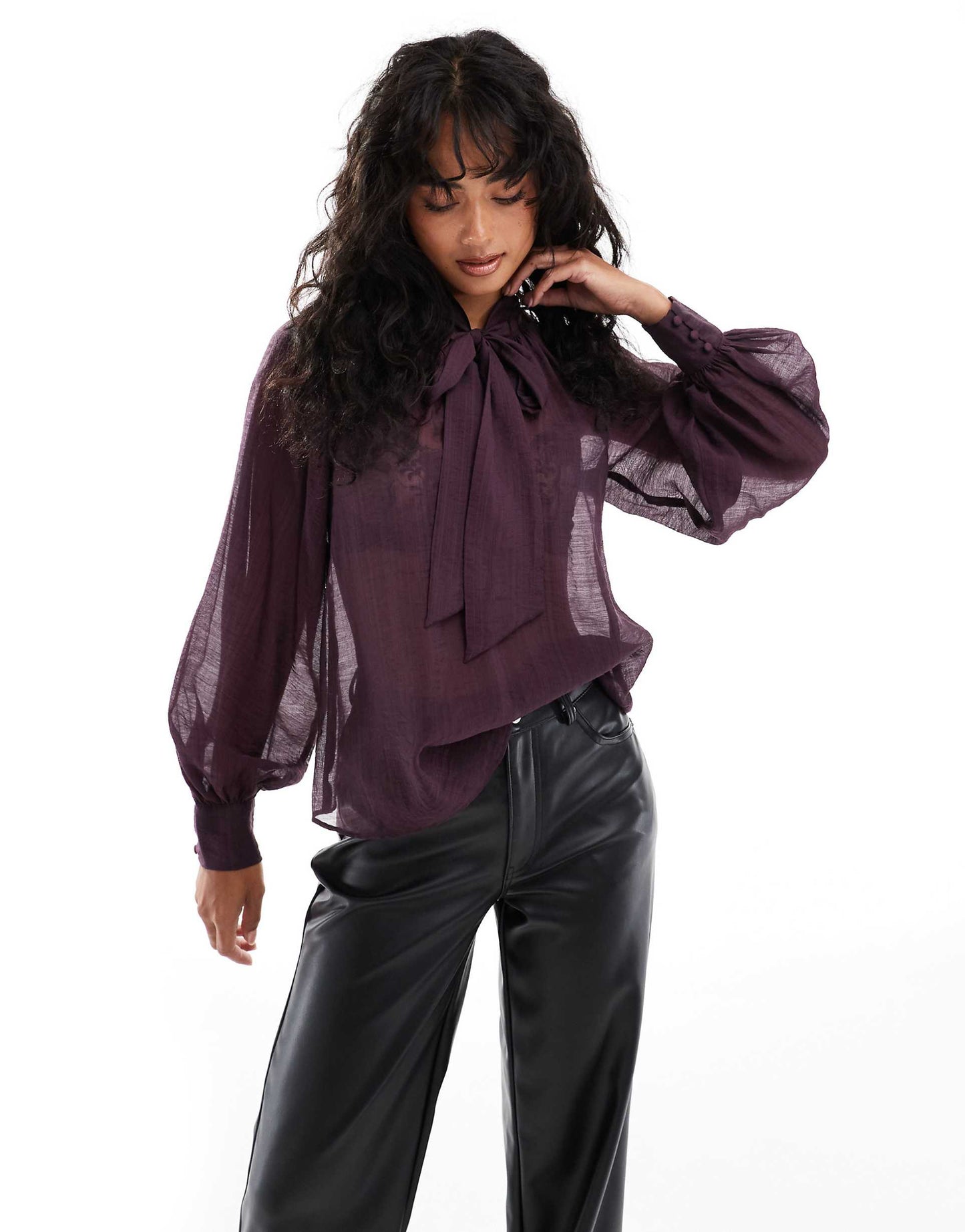 Goldie Sheer Blouse With Bow Detail