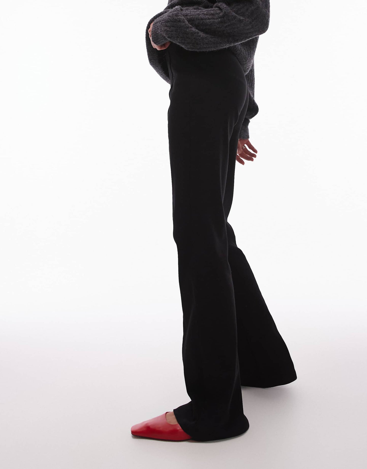 Rib Pin Tuck Straight Leg Trouser