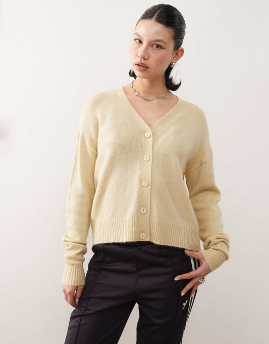 Fluffy Knitted V Neck Cardigan