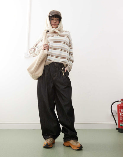 Knitted V Neck Striped Jumper