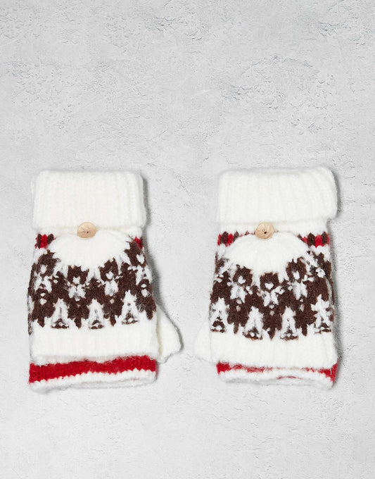 Fluffy Fairisle Pop-Top Mittens