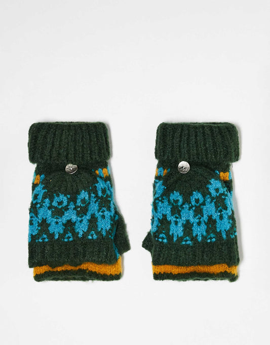 Fluffy Fairisle Pop-Top Mittens