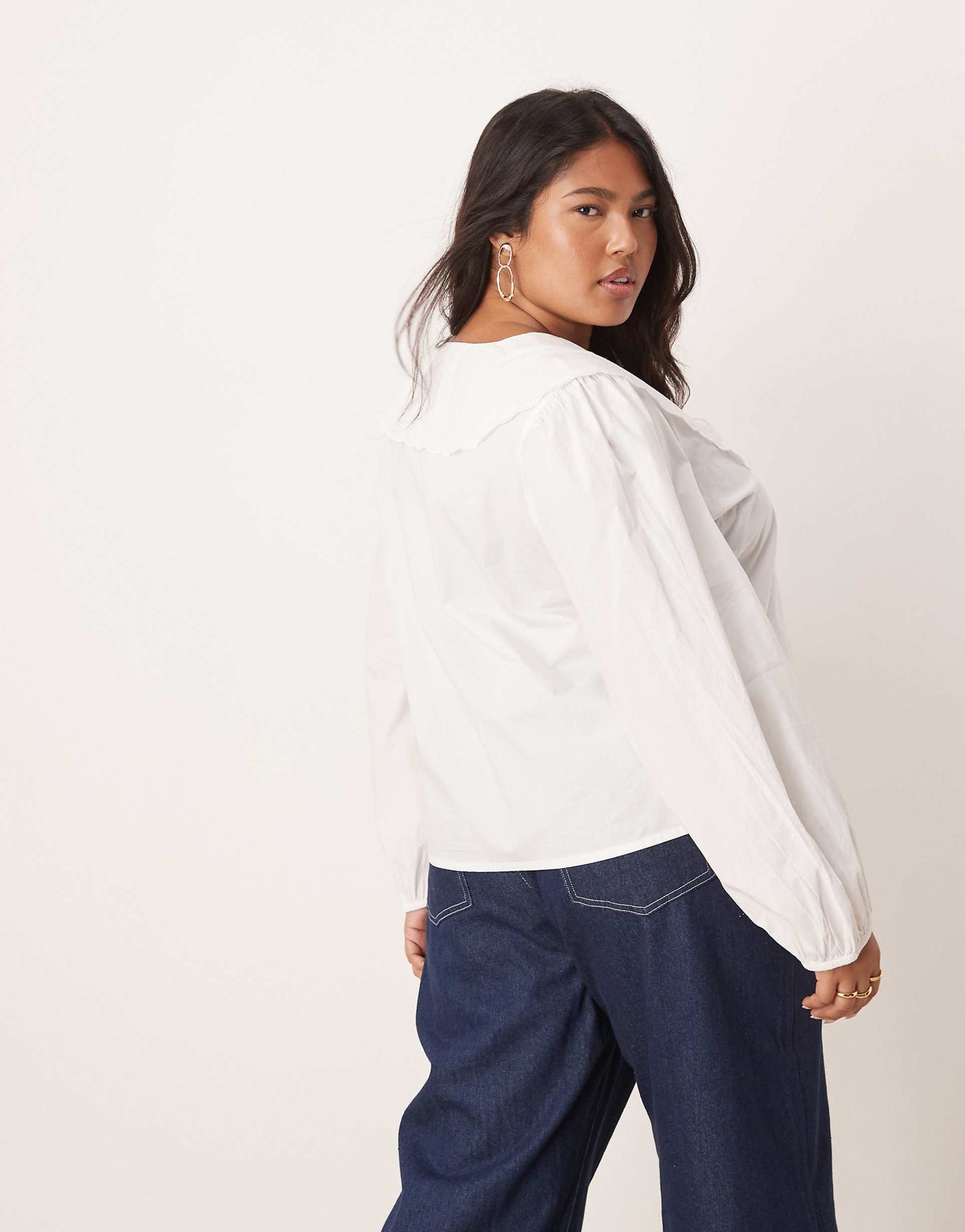 Plus Birdie Blouse With Scallop Collar