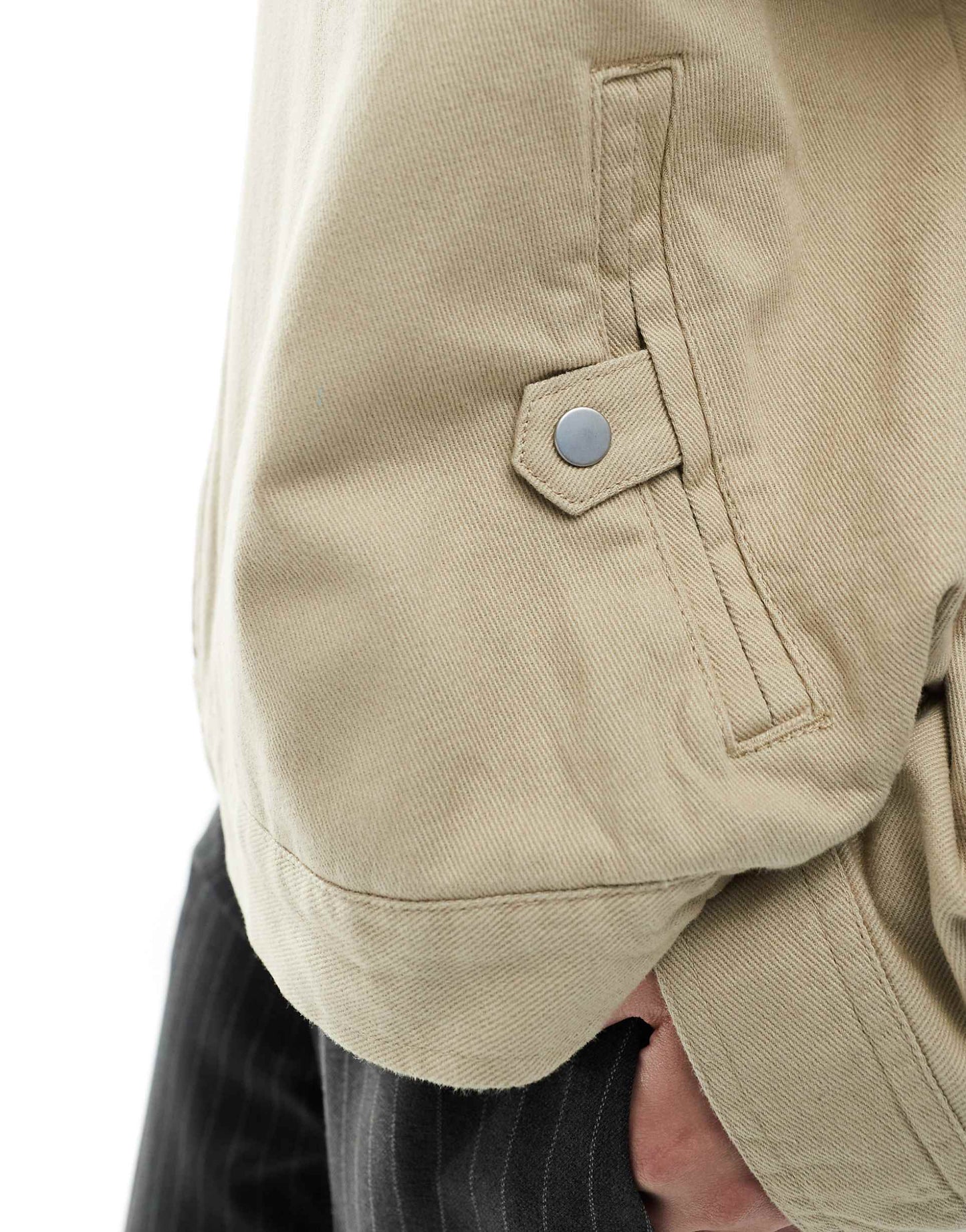 Oversized Twill Funnel Neck Jacket