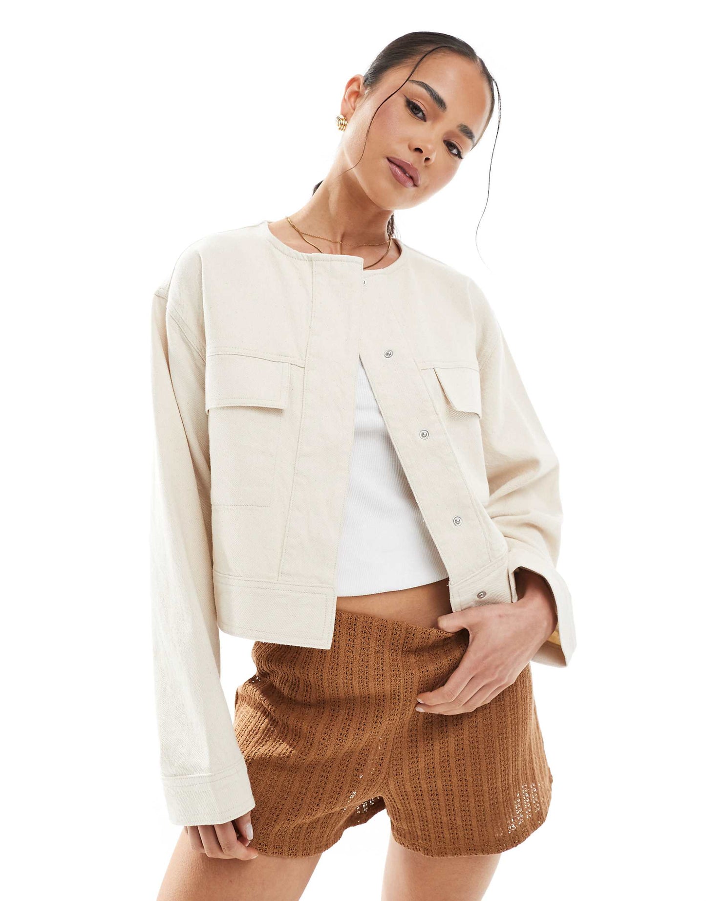 Twill Collarless Jacket