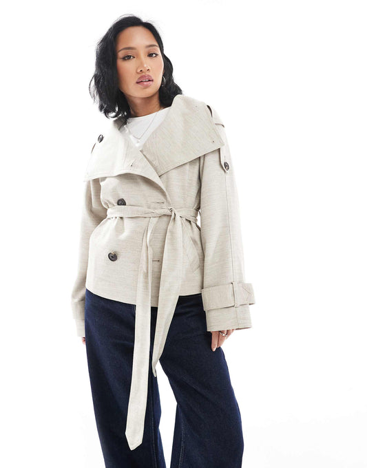 Petite Short Linen Trench Coat