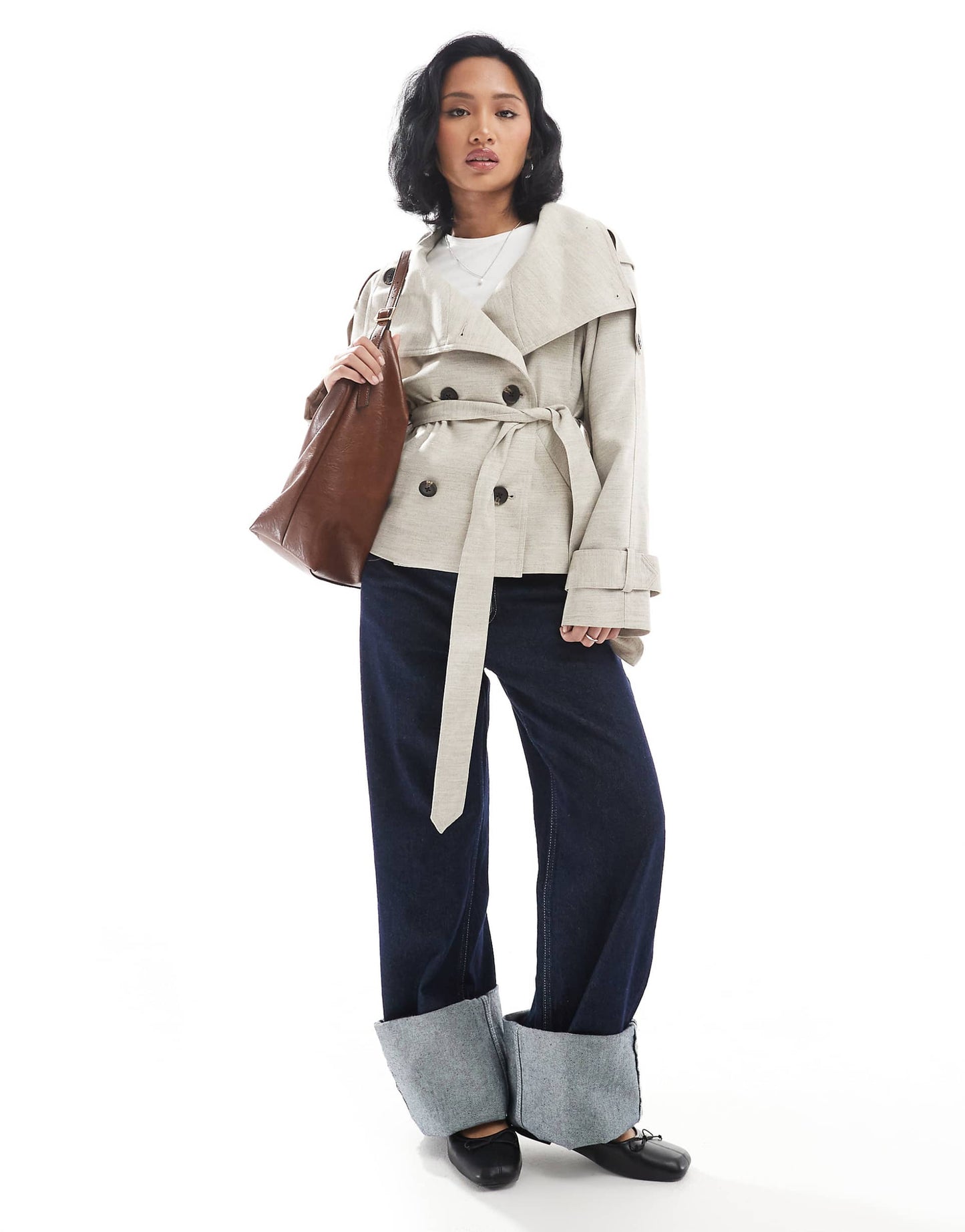 Petite Short Linen Trench Coat