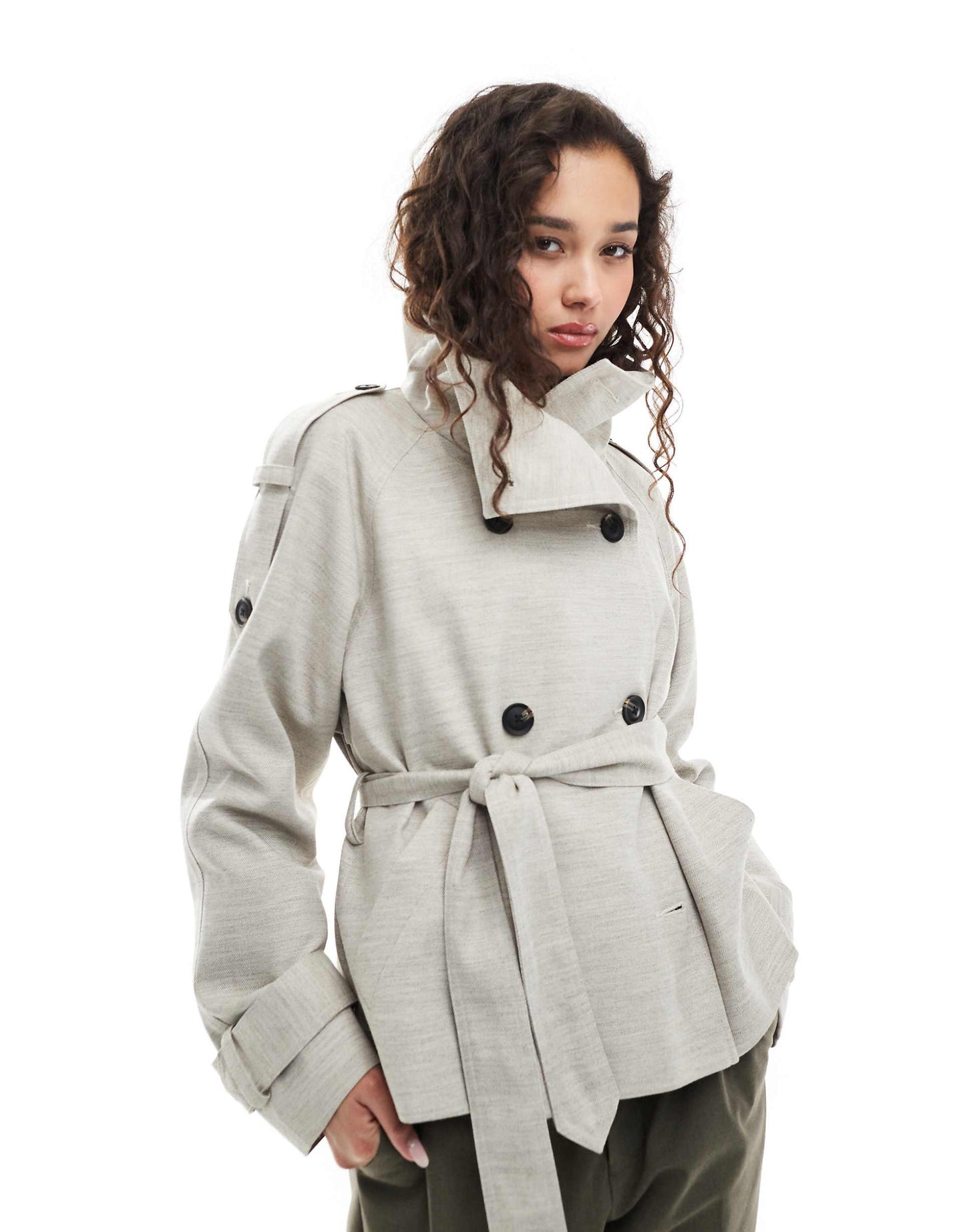 Short Linen Trench Coat