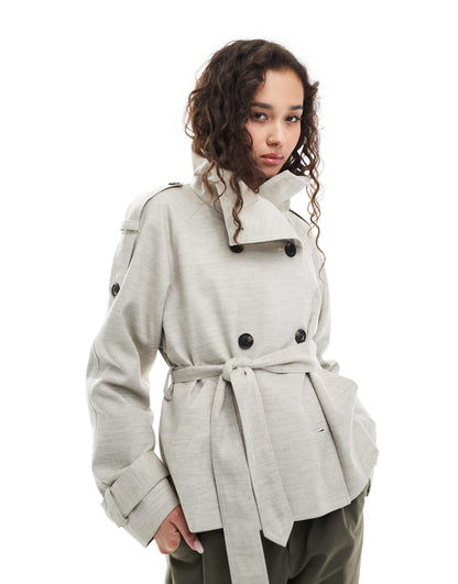 Short Linen Trench Coat