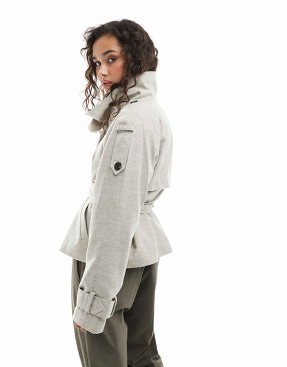 Short Linen Trench Coat